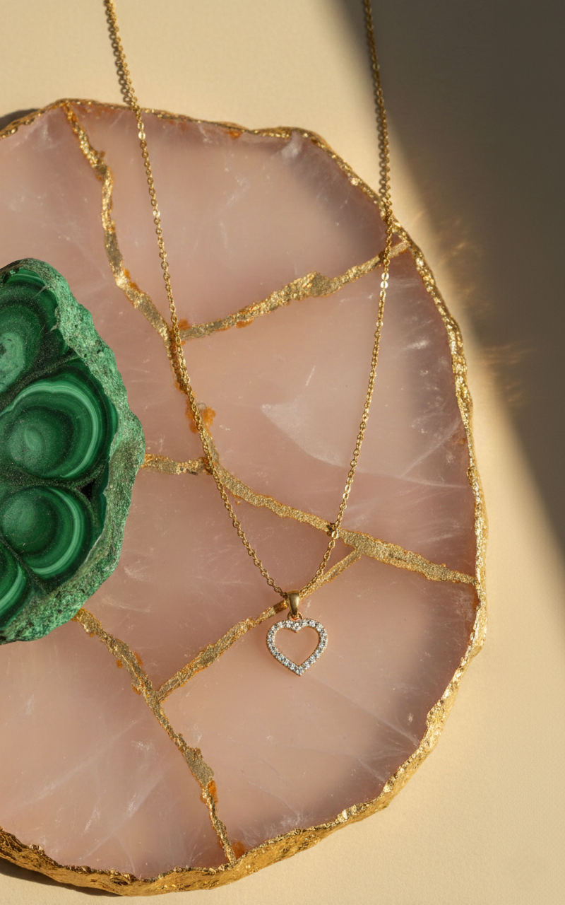 Dije corazón con zirconia